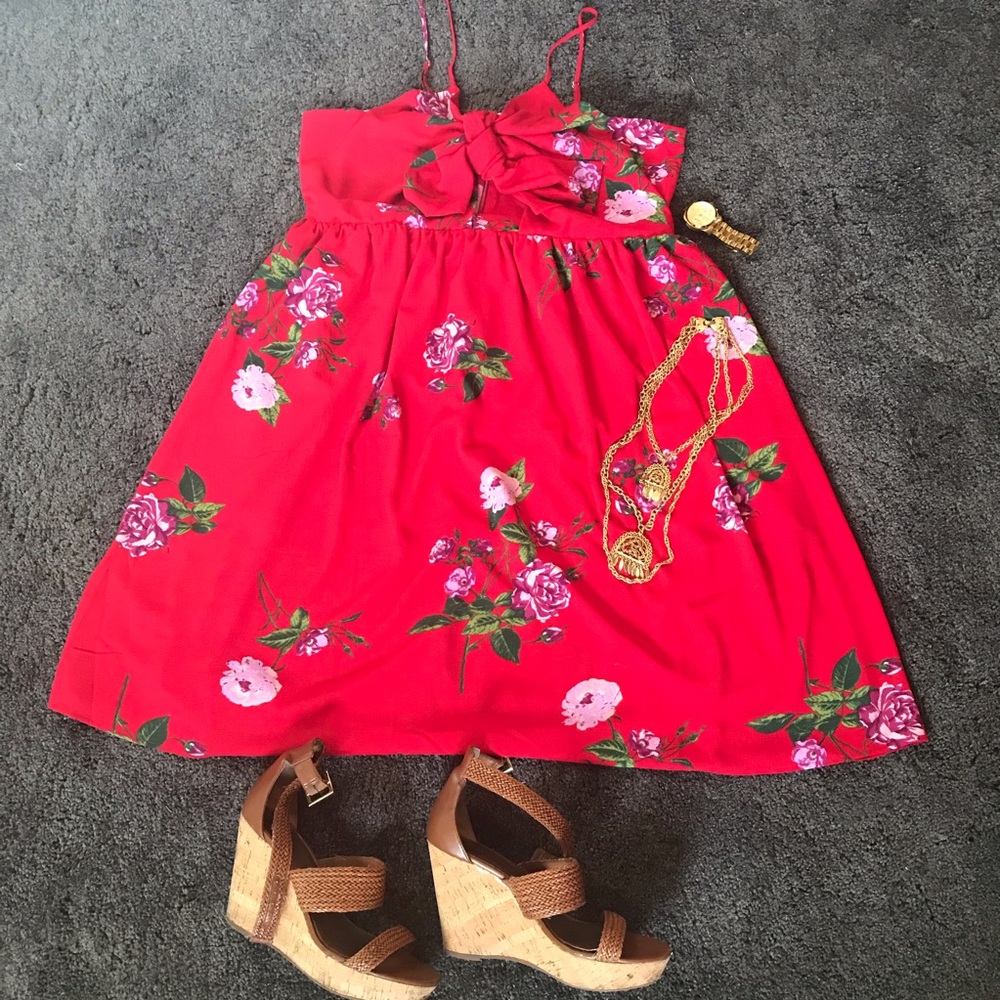 Red floral Free Press Dress!